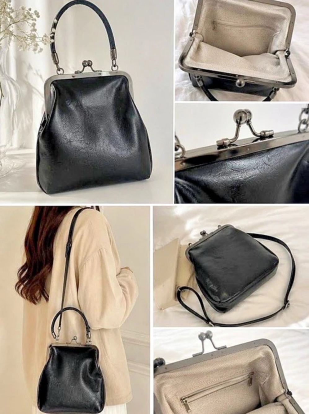 Black Frame Top Handle Shoulder Bag
